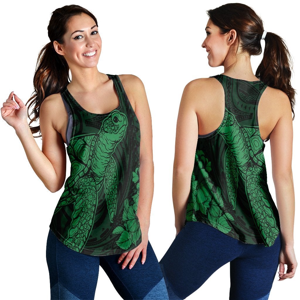 Hawaii Hibiscus Memory Turtle Polynesian Racerback Tank Green Ah Ha36461