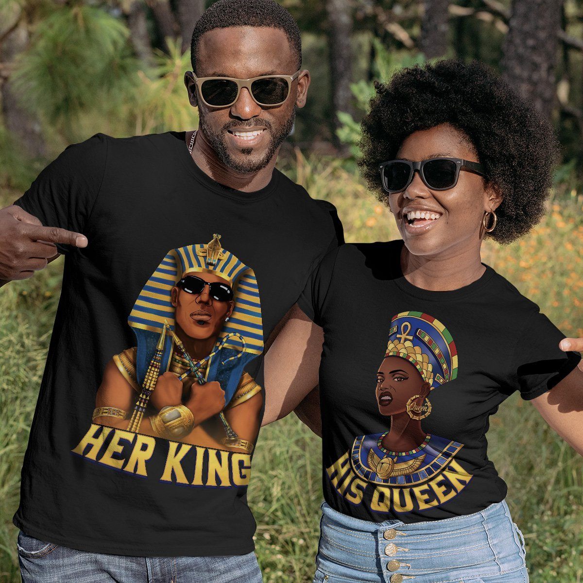 Dope Egyptian King & Queen 2 Couple Shirts