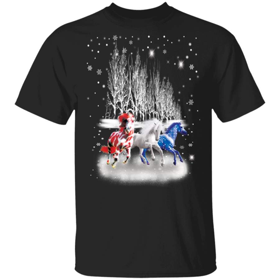 Three Horse 2020 American Shirt Ugly Christmas Graphic Tee For Patriot Gift For Horse Lover