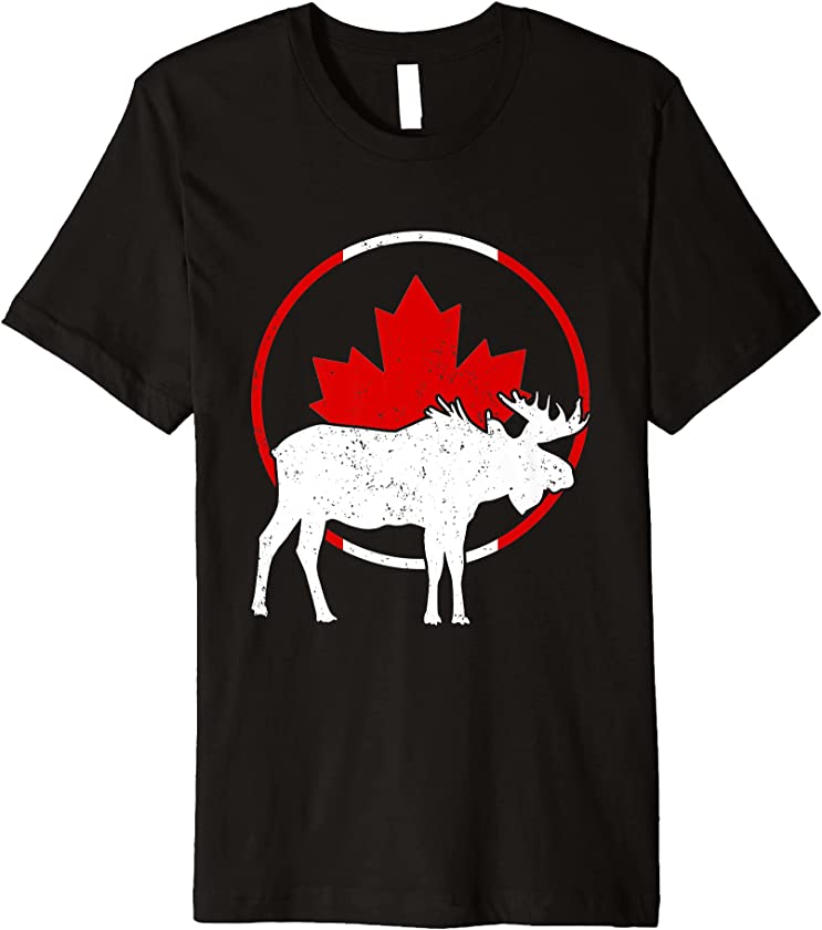 Animal Moose Canadian Flag Maple Leaf Canada Premium T-Shirt