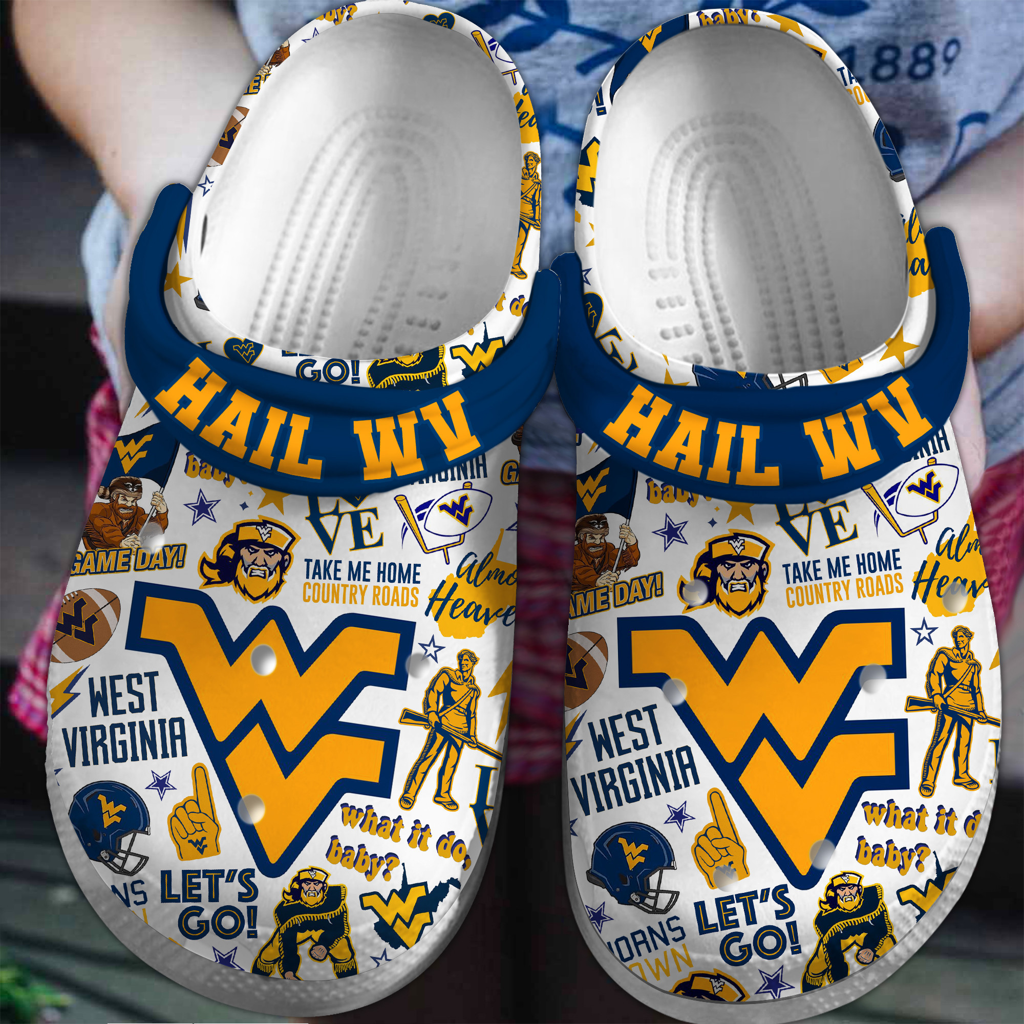 West Virginia Mountaineers NCAA Sport Crocs Crocband Clogs Shoes Comfortable For Men Women and Kids 2