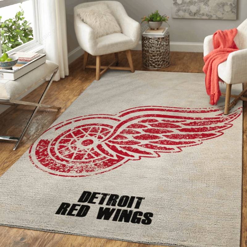 DETROIT RED WINGS – Distressed Sports Area Rug Carpet