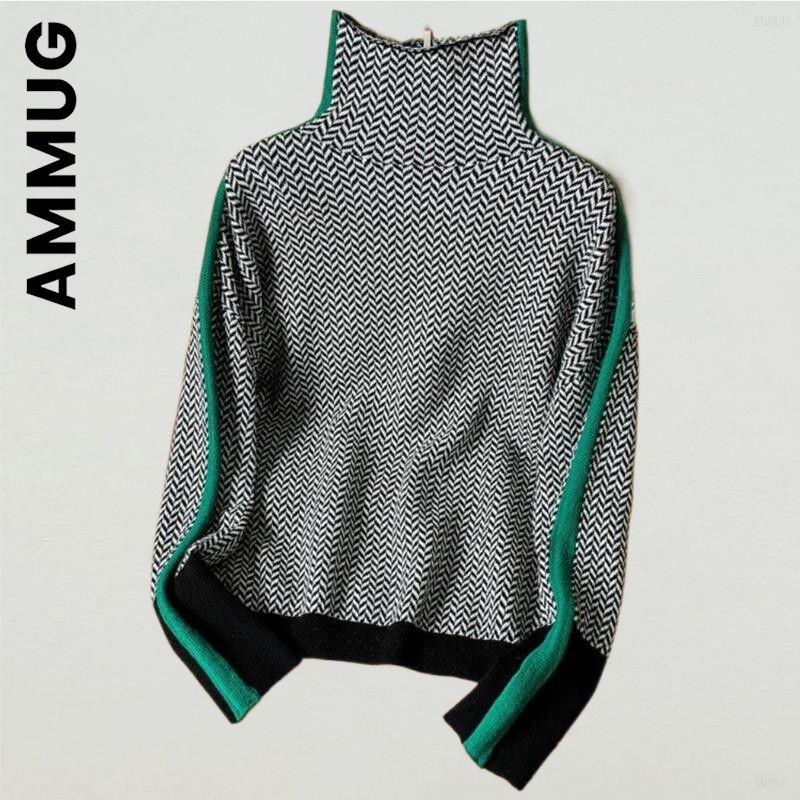 Ammug Knitted Turtleneck Women Sweater New Girl Pullovers Sweaters Ladies Simple Sweet Knit Sweater Cheap Harajuku Female alx