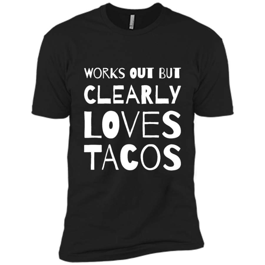 Works Out But Clearly Loves Tacos – Canvas Unisex USA Shirt