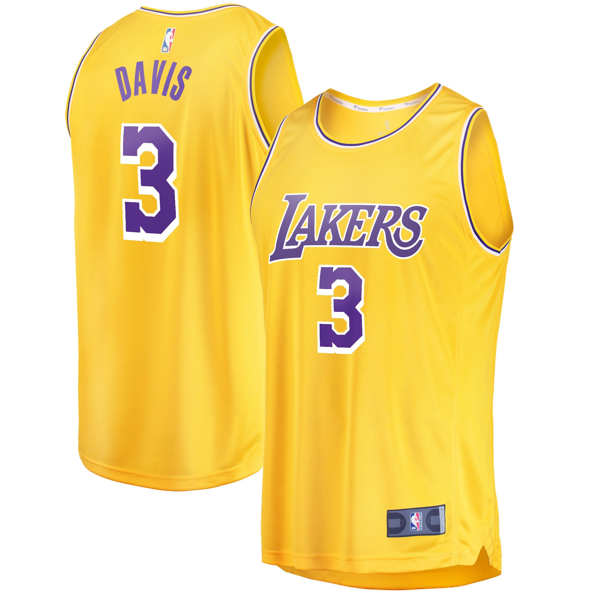 Anthony Davis Los Angeles Lakers Fanatics Branded 2021/22 Fast Break Replica Jersey – Icon Edition – Gold NBA