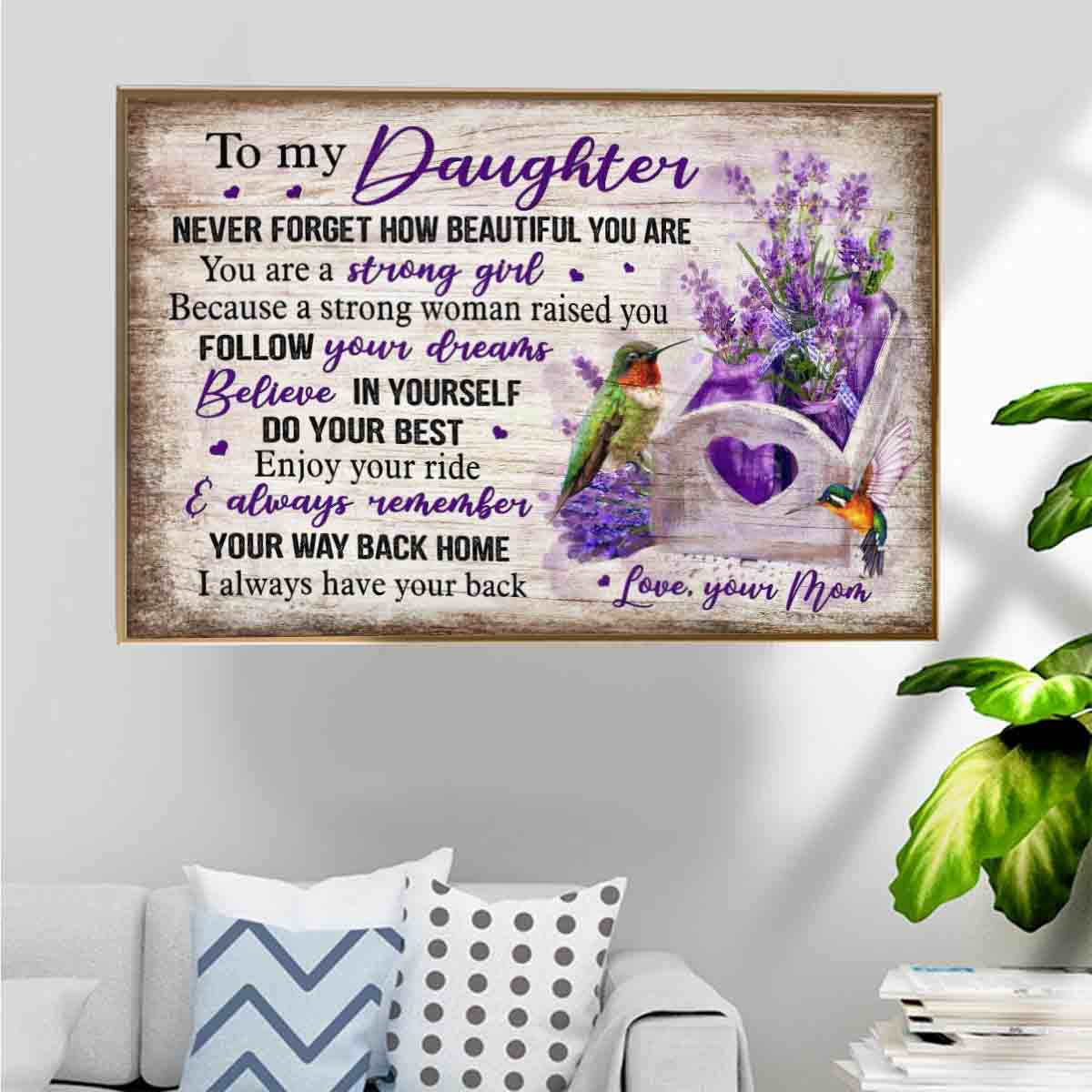 Lavender Basket And Hummingbird Poster – Never Forget How Beautiful You Are Home Decoration Mom’S Christmas Gifts For Daughter – Gigo Smart