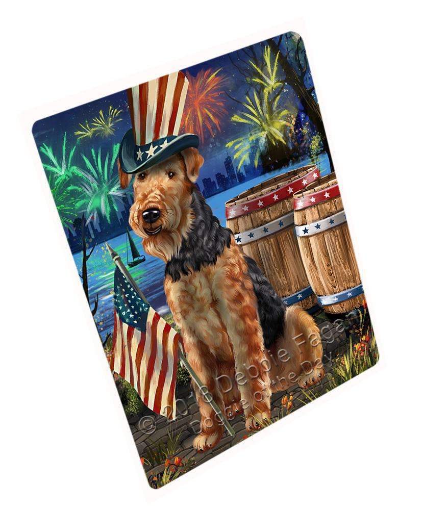 4Th Of July Independence Day Fireworks Airedale Terrier Dog At The Lake Blanket Blnkt74199