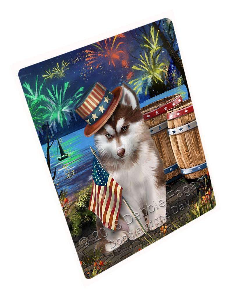 4Th Of July Independence Day Fireworks Siberian Husky Dog At The Lake Blanket Blnkt75072