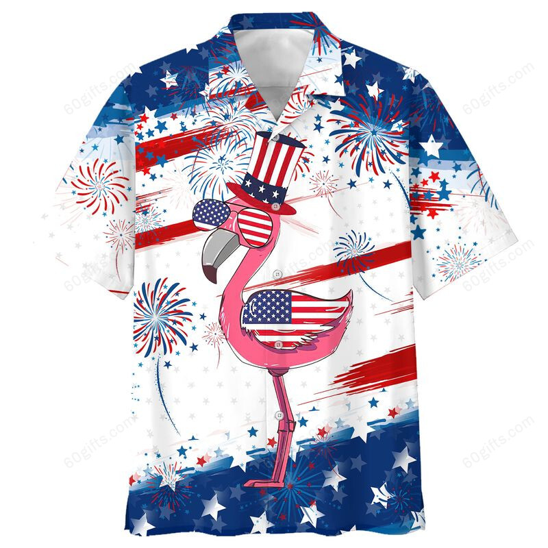 3D Hawaiian Shirt, Hoodie, Zip Hoodie, Hoodie Dress, Sweatshirt Cute Flamingo Independence Day Usa All Over Print