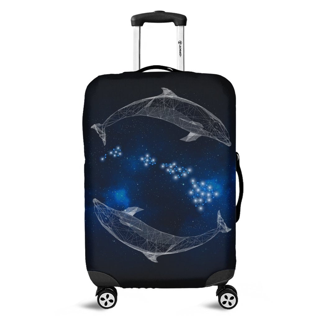 Hawaiian Map Galaxy Zodiac Dolphin White Polynesian Luggage Covers