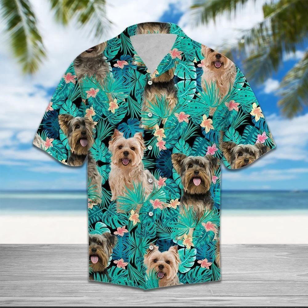 Yorkshire Terrier Tropical Aloha Hawaiian Shirt Colorful Short Sleeve Summer Beach Casual Shirt For Men And Women