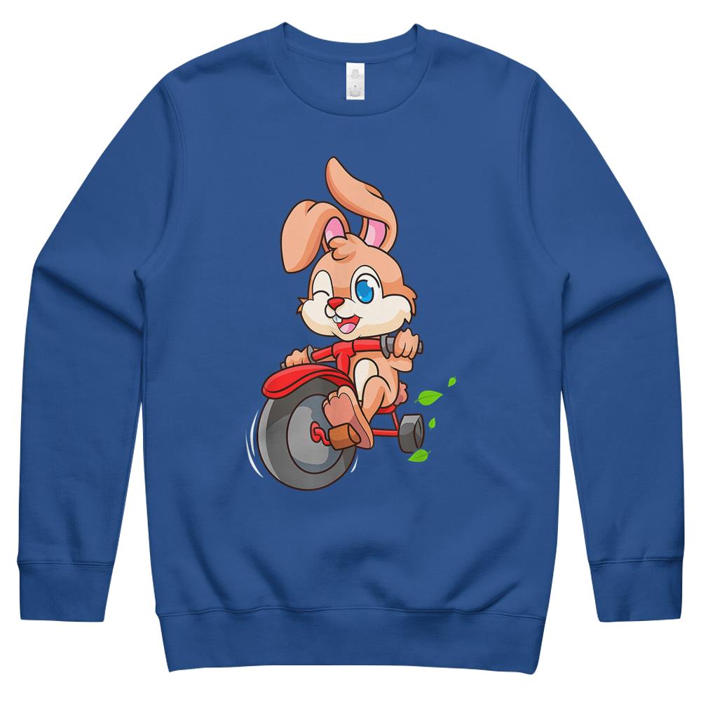 Biker Rabbit Easter Bunny Egg Hunt Crewneck Sweatshirt