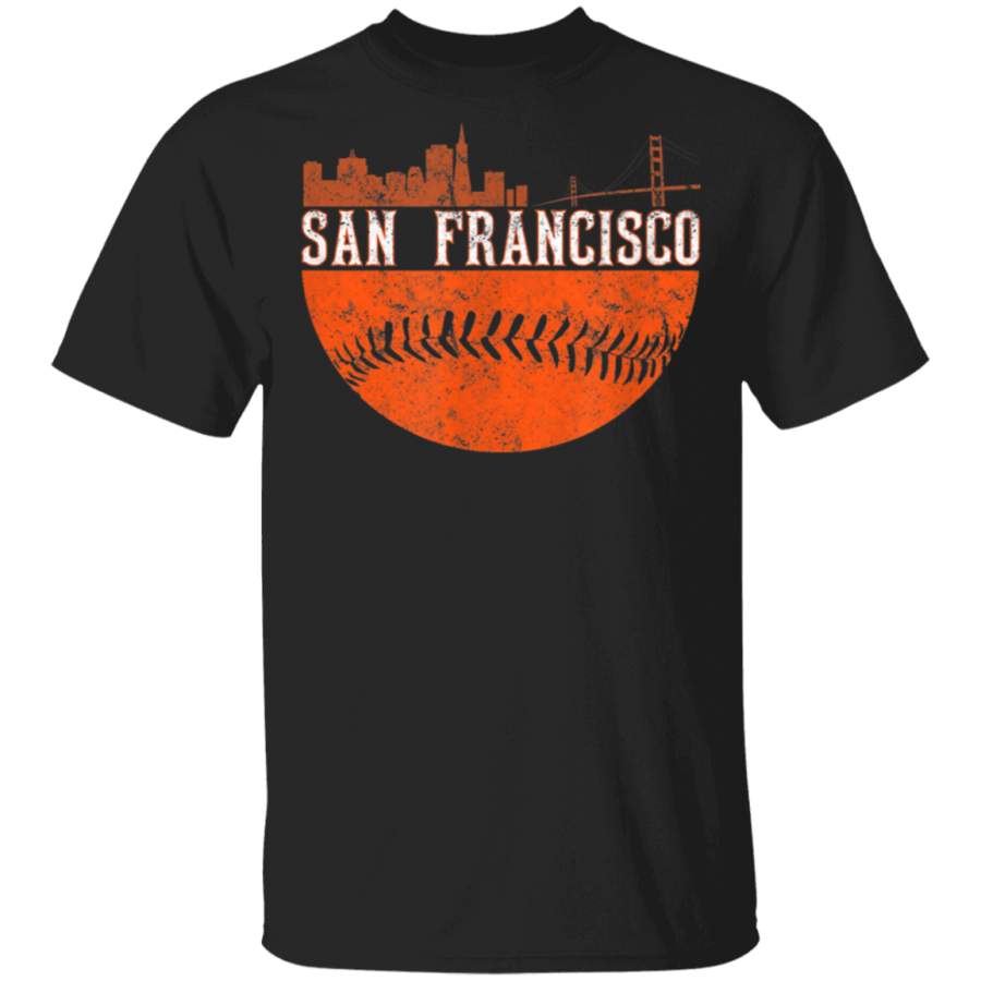 Downtown San Francisco CA Vintage Skyline Baseball TShirt