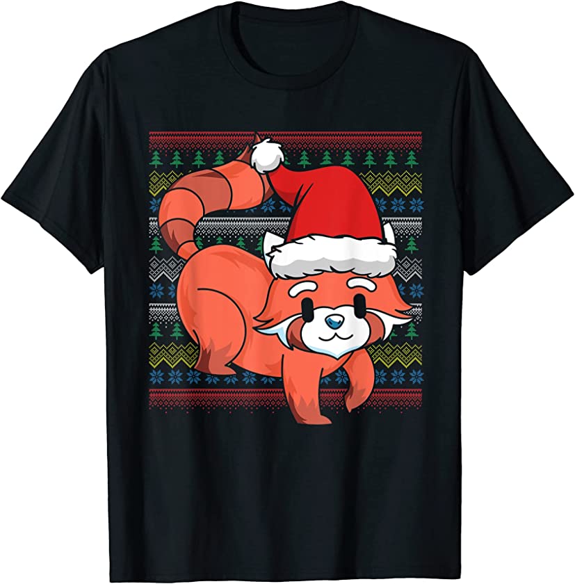 Ugly Christmas Cute Animal Lover Merry Xmas Red Panda T-Shirt