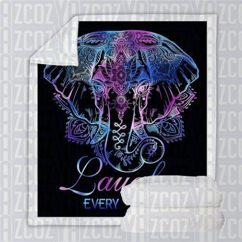 Lotus Elephant With Words CL21110577MDF Sherpa Fleece Blanket