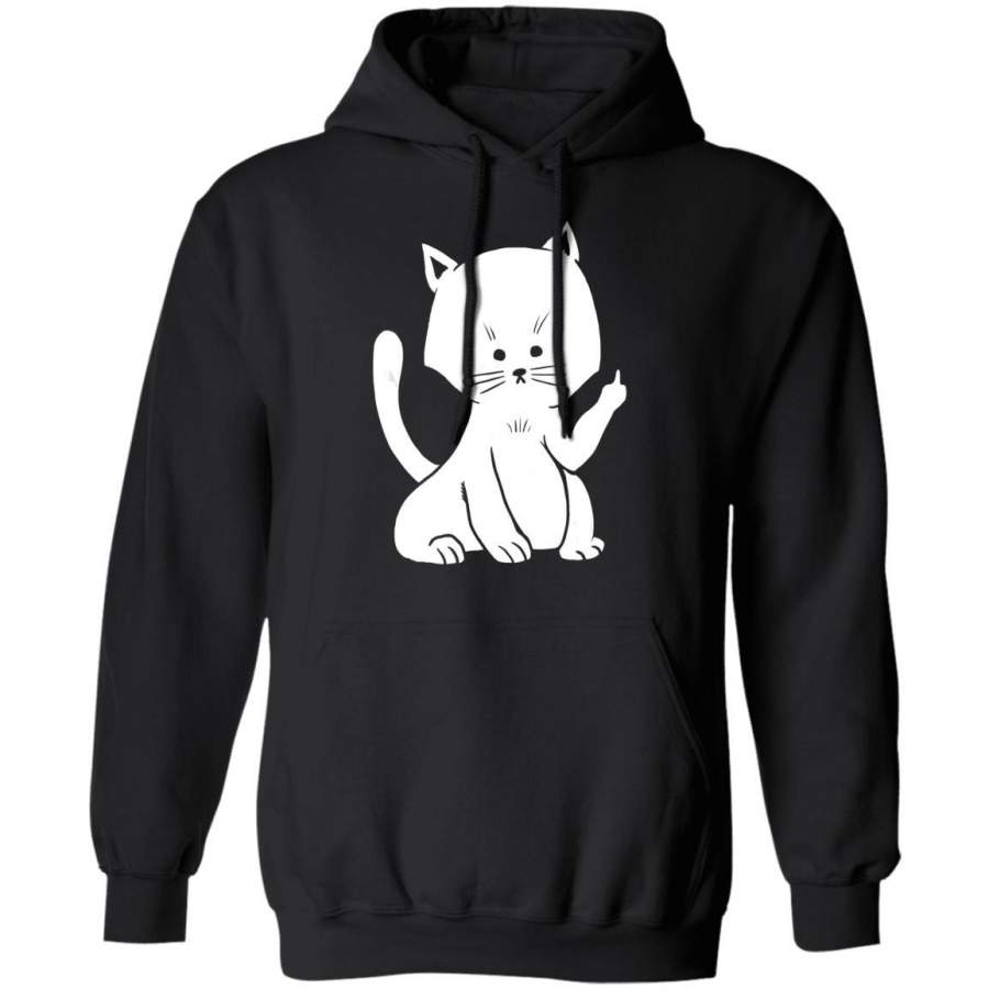 Salty Cat Flipping Off Cute Animal Adult Crude Humor Gift Hoodie