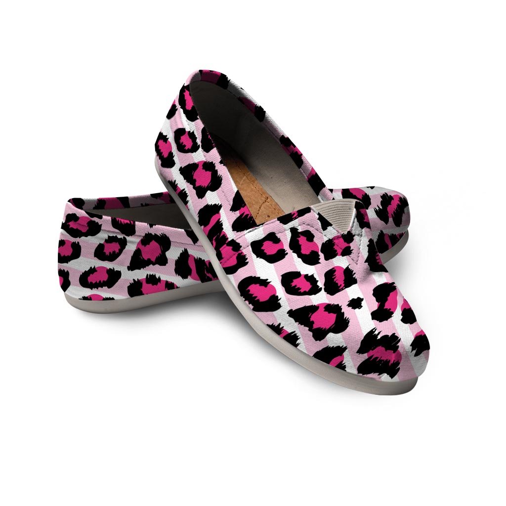 Pink Striped Leopard Canvas Shoes