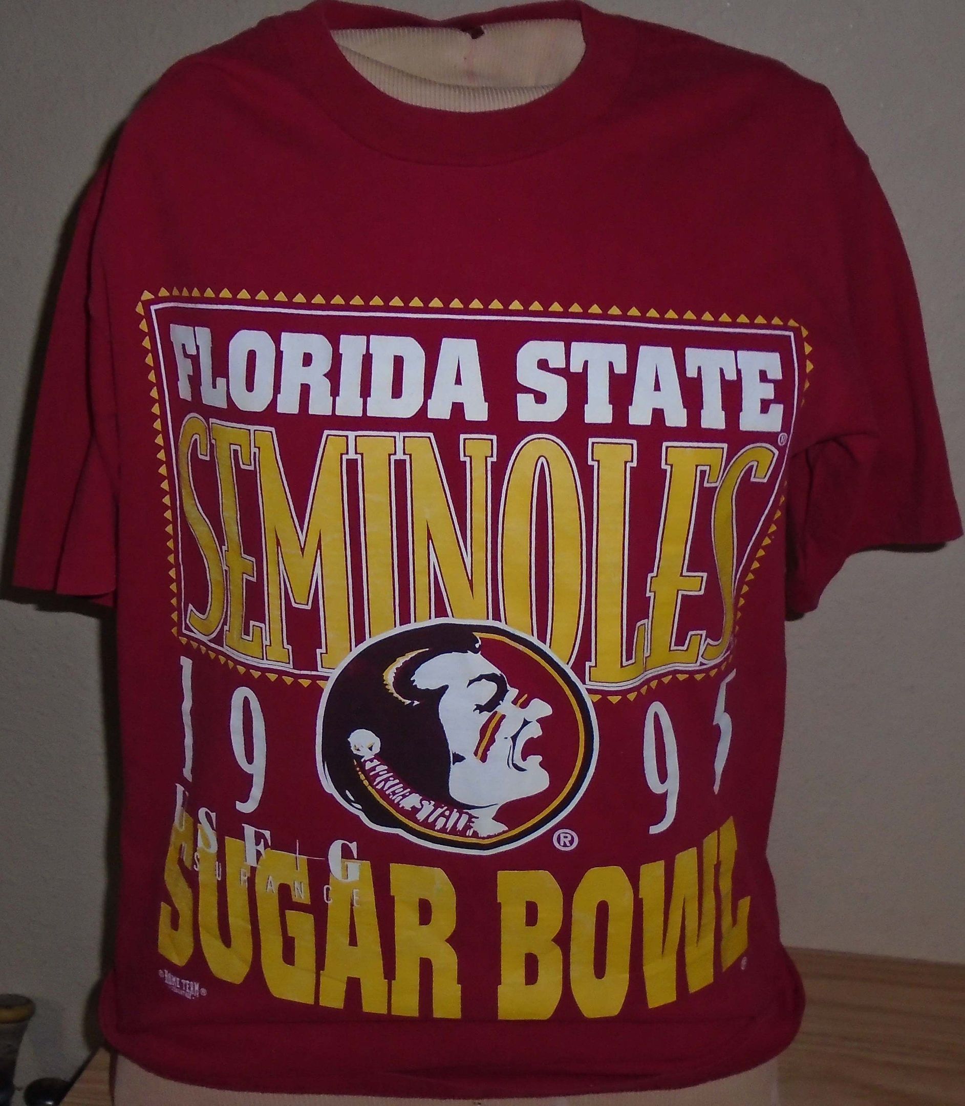 Vintage 1995 Florida State Sugar Bowl Football Red Shirt