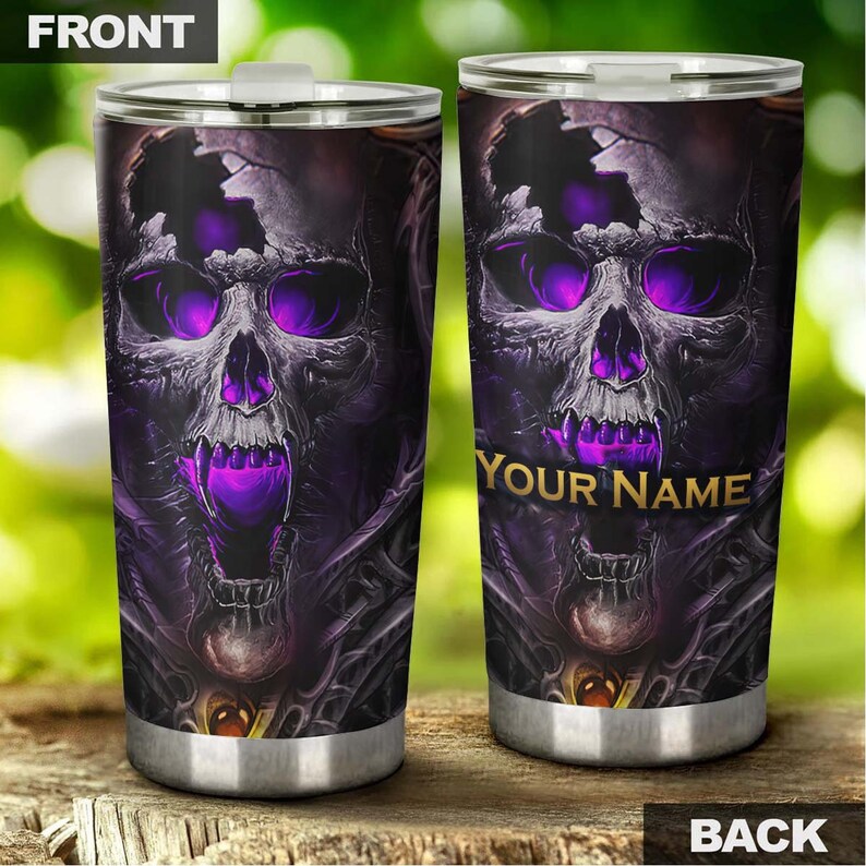 Skull Purple Smoke Personalized Tumbler-Skull Tumbler-Fancy Skull Birthday Gift Christmas Gift For Her For Him