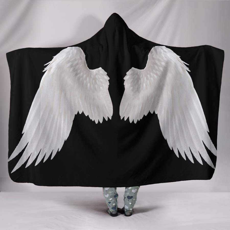 White Angel Wings Hooded Blanket