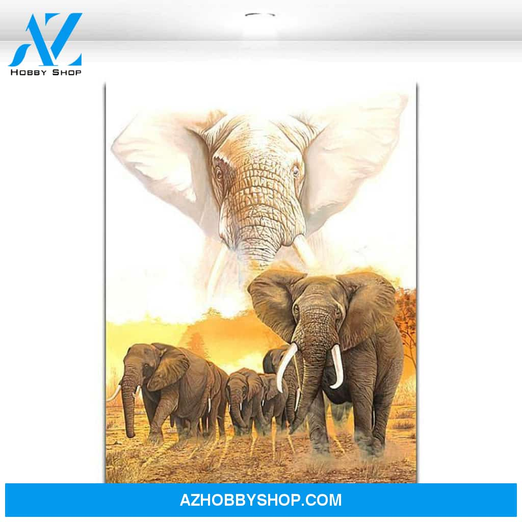 African Elephant Group Animal Modern Artwork For Living Office Full Hd Personalized Customized Canvas