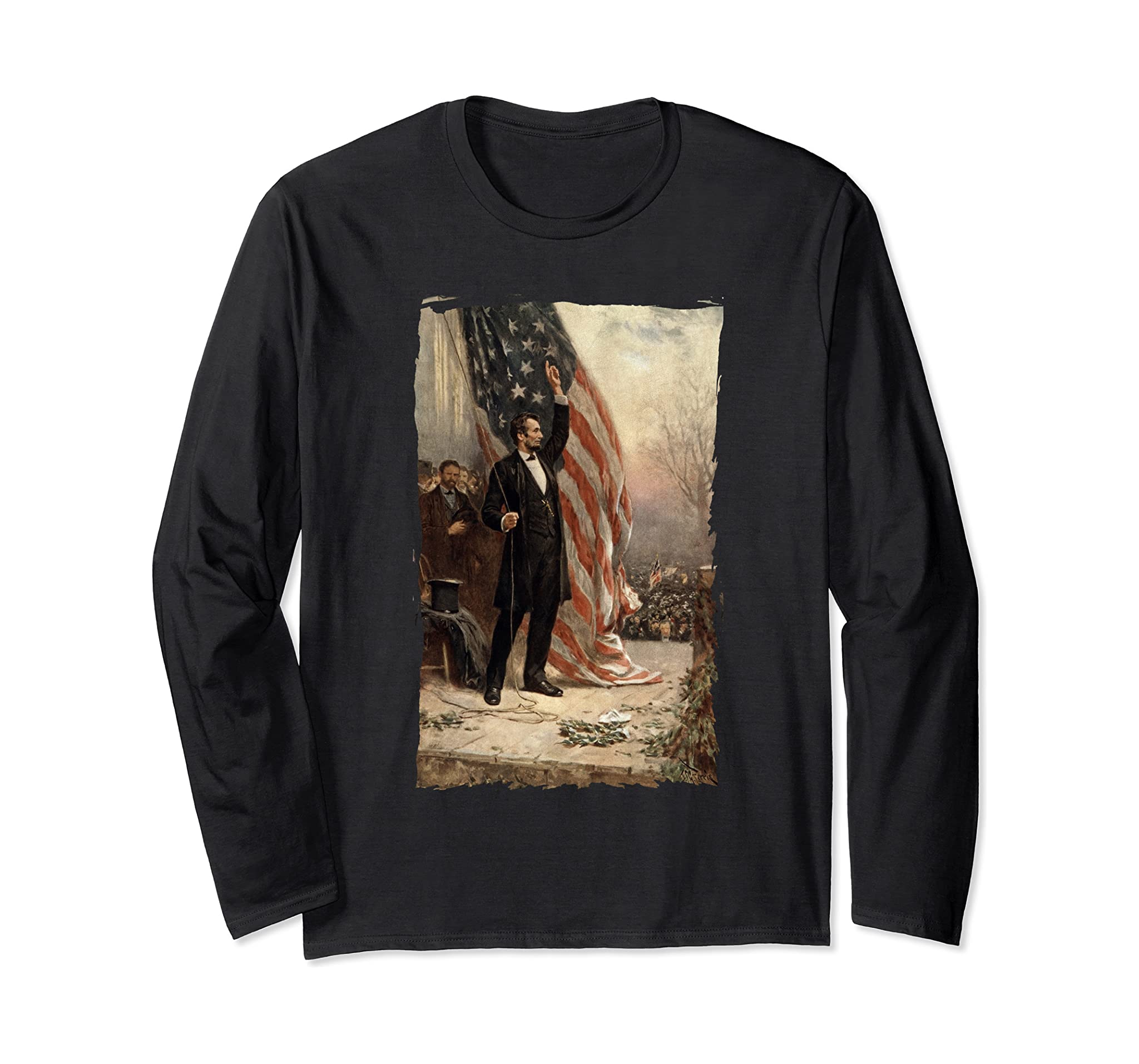 4th of July Independence Day American Flag Abraham Lincoln Long Sleeve T-Shirt