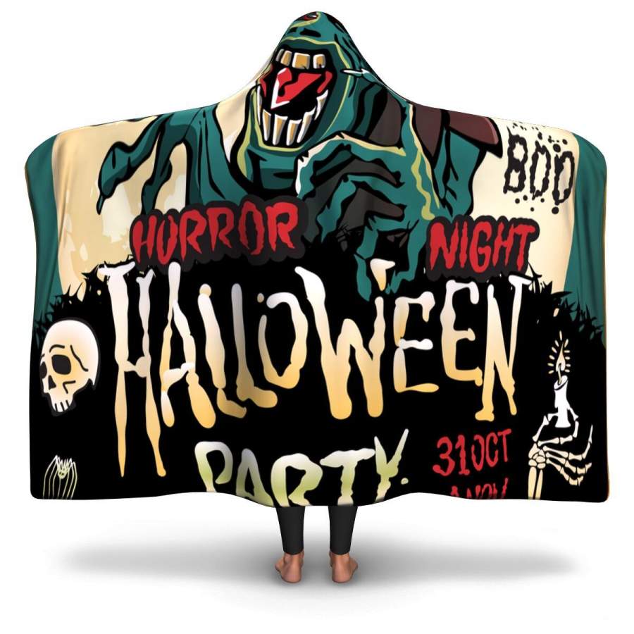 Halloween Party Horror Night Zombie Poster Halloween Hooded Blanket