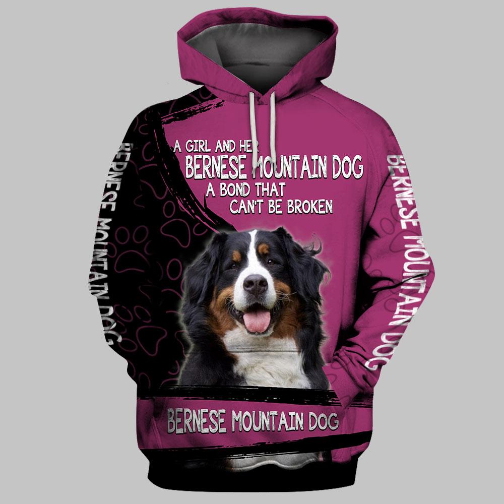 A Girl And Her Bernese Mountain Dog 3D Full Printing Hoodie And Unisex Tee