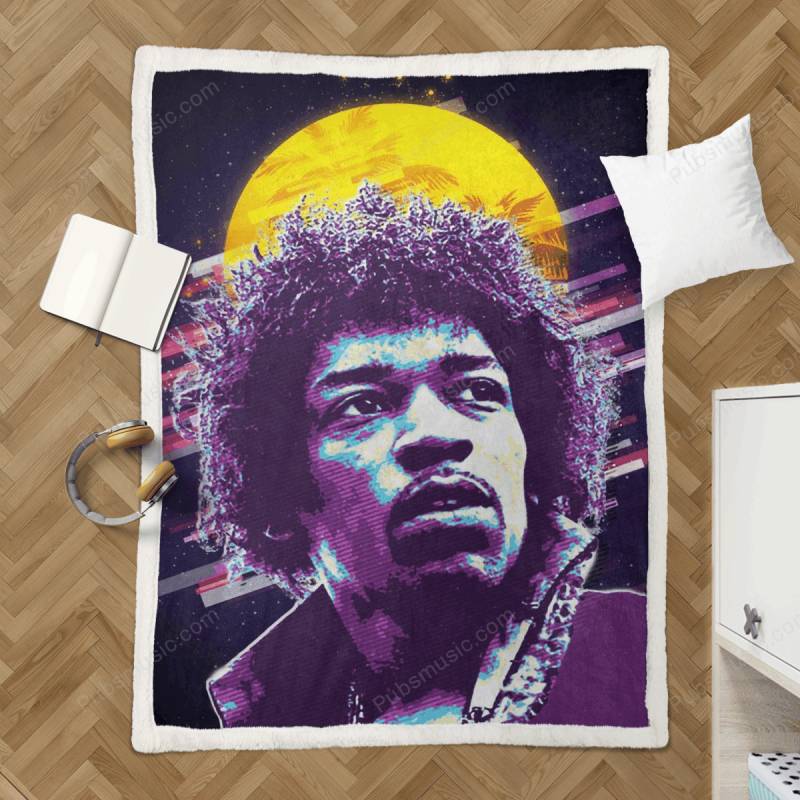 Jimi Hendrix 80s – Retro Music Sherpa Fleece Blanket