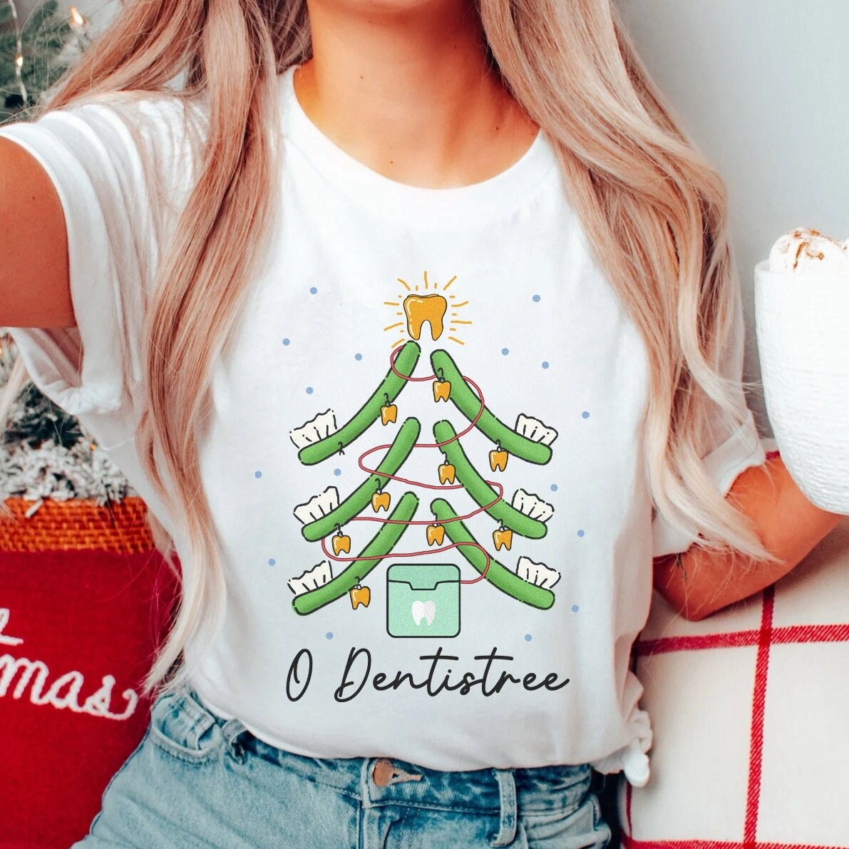 Merry Christmas Dental Shirt, Dental Hygienist Xmas Tree Tshirt, Happy Holidays Tee, Jolly Dentist Office Assistant T-Shirt, Hygienist Gift