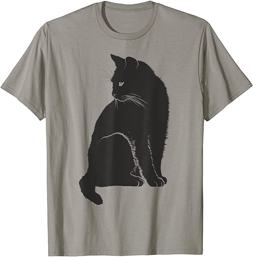 Minimalist Cute Black Cat Owner Feline Art Kitten Lover T-Shirt