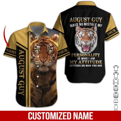 August Guy Tiger Custom Name Hawaiian Shirt | For Men & Women | Adult | Hn2038