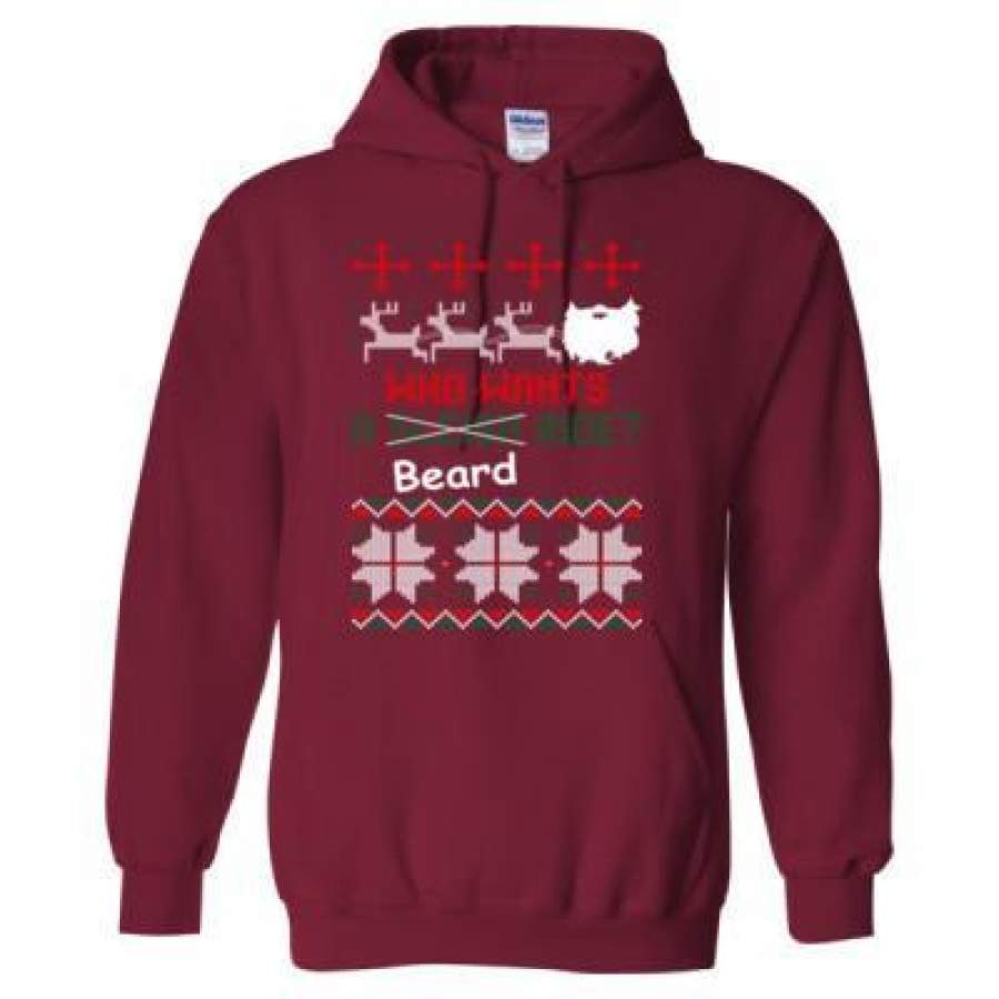 AGR Who Wants A Beard Ride Christmas Biker Ugly Sweater – Heavy Blend™ Hooded Sweatshirt