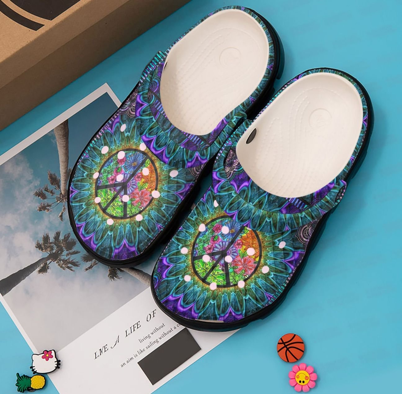 Hippie Personalized Clog, Custom Name, Text, Color, Number Fashion Style For Women, Men, Kid, Print 3D Purple Flower