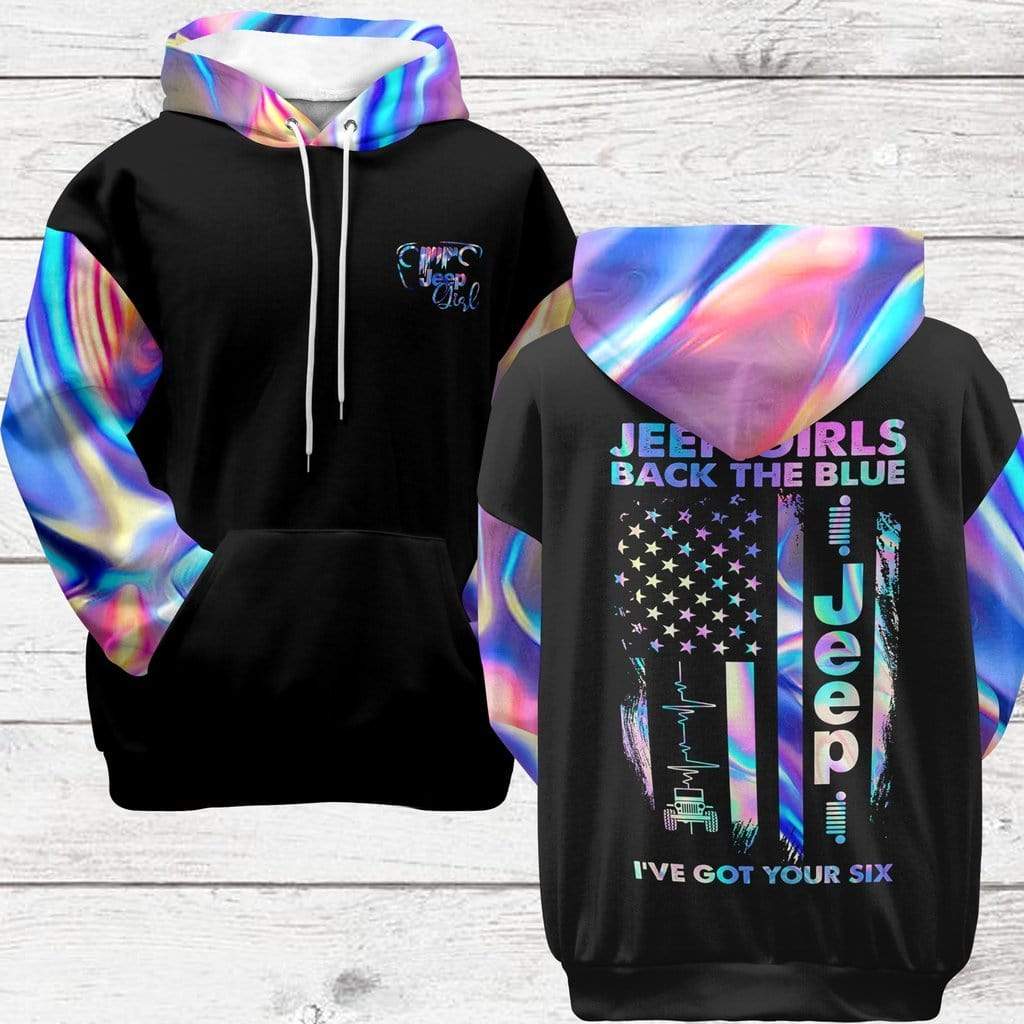 Hologram Jeep Girl Back The Blue Hoodie 3D #V