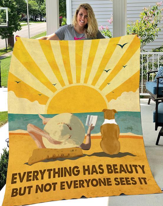 Blanket Y Everything Has Beauty, But Not Everyone Sees It Fleece Blanket Gift For Dog Lovers,Gift For Her,Friend,Birtday Gift,Family Gift Home Decor Bedding Couch Sofa Soft And Comfy Cozy