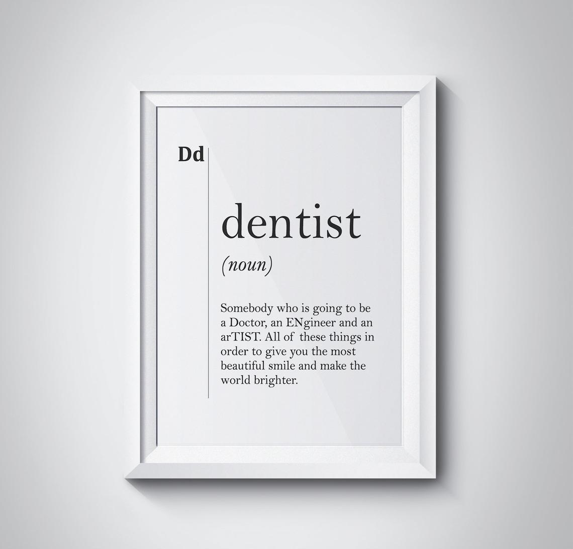 Dentist Definition Portrait Poster & Canvas Dental Office Orthodontist Dentist Office Decor Gift For Dentist Home Decor Wall Art Visual Art