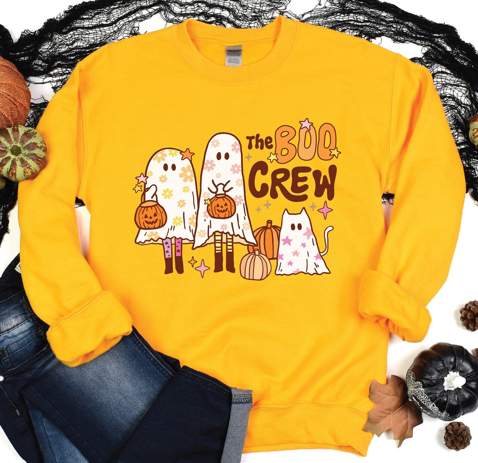 Fall Gift Pumpkin 2D Crewneck Sweatshirt All Over Print Sweatshirt For Women Sweatshirt For Men