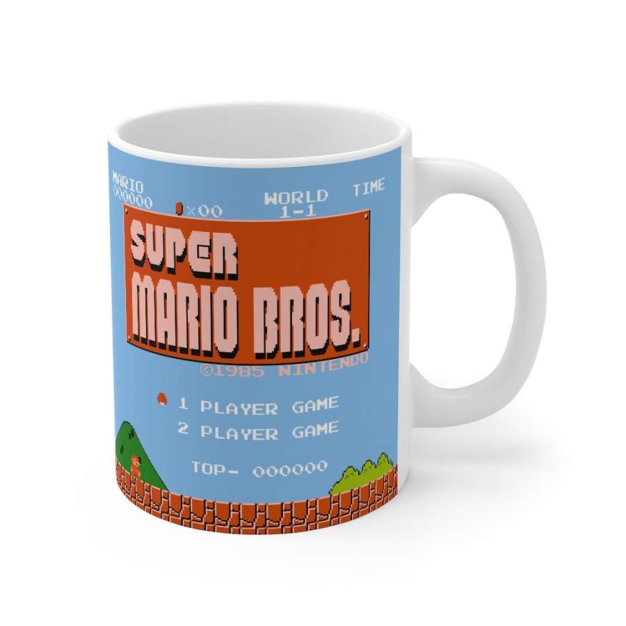 Super Mario Bros. Title Screen 80’s Retro Gaming Mug 11oz