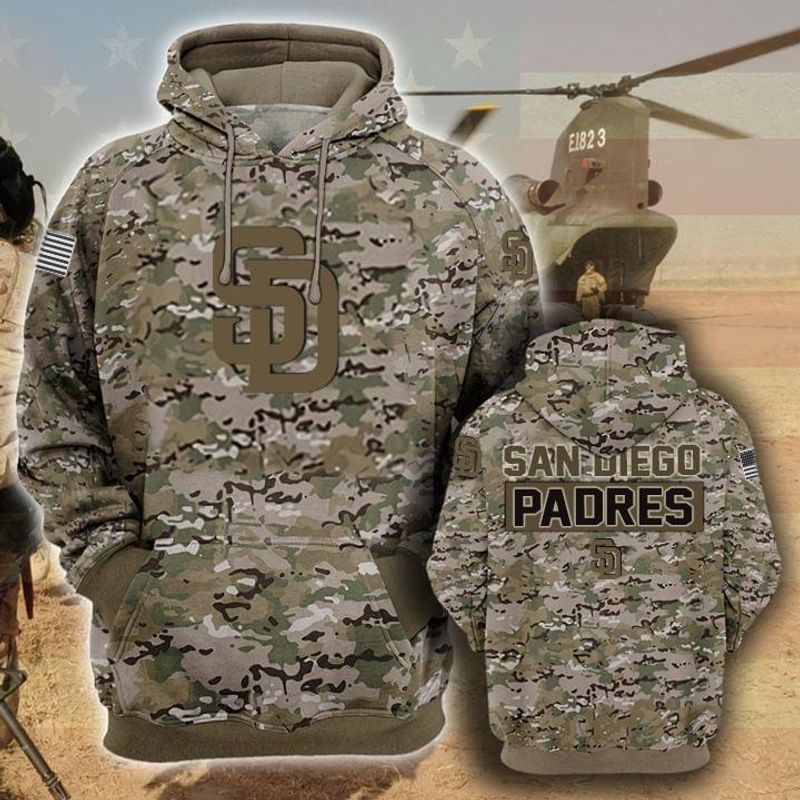 San Diego Padres Camouflage Veteran 3D T Shirt Hoodie Sweater