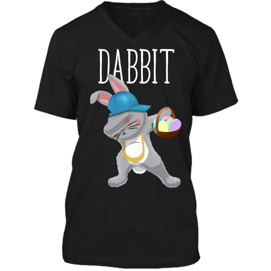 Dabbit Dabbing Easter Bunny Hip Hop Shirt Kids Easter Gift Mens Printed V-Neck T