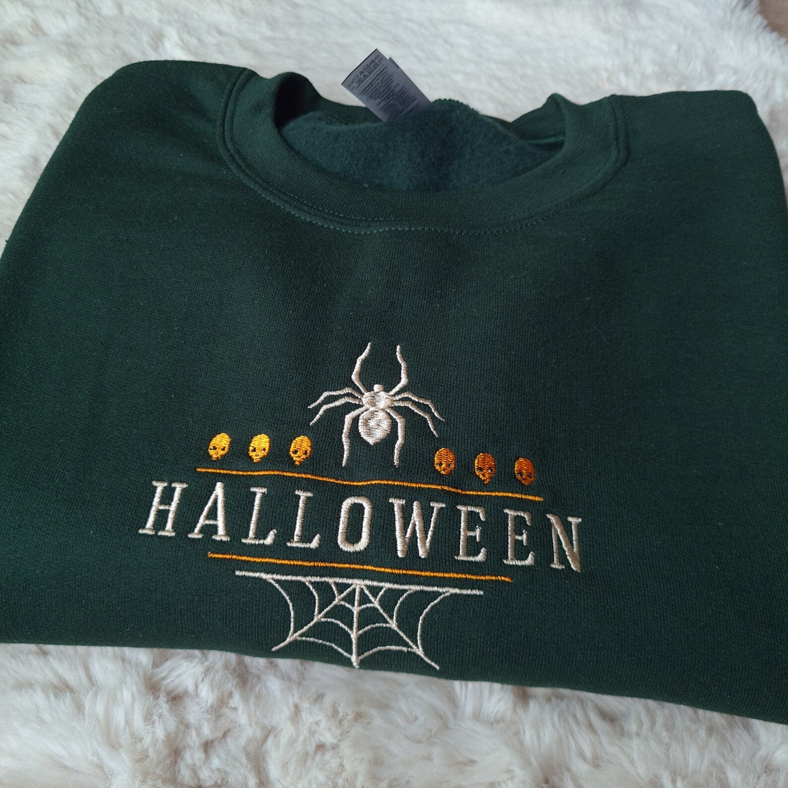 Halloween Spider Embroidered Sweatshirt 2D Crewneck Sweatshirt All Over Print Sweatshirt For Women Sweatshirt For Men Sws3882