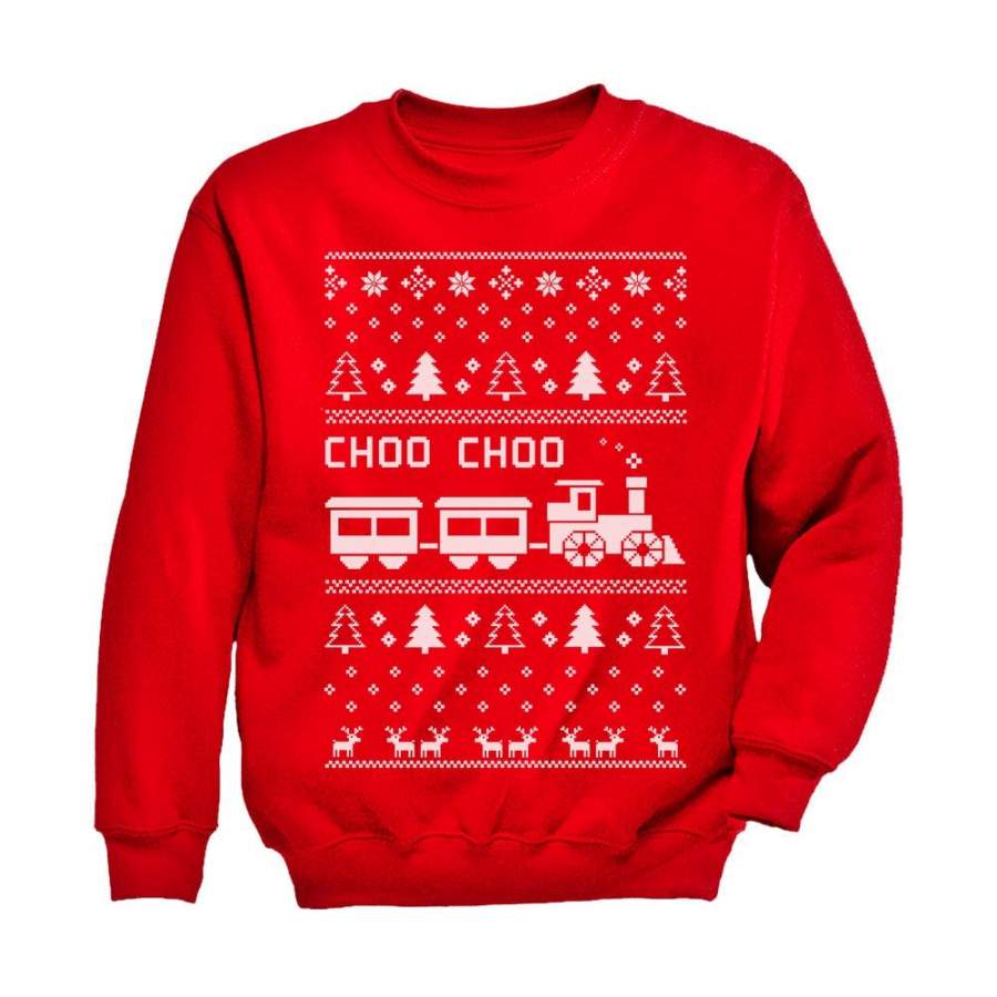 Choo Choo Train Children’s Ugly Christmas Sweater Cute Youth Kids Sweatshirt