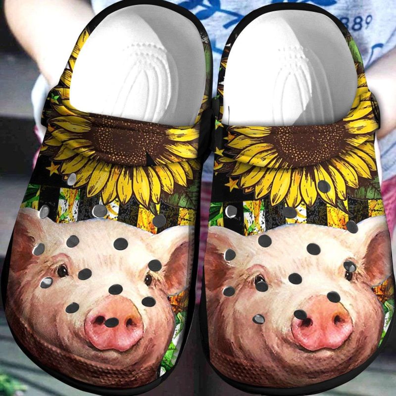 Girl Love Pig Sunflower Crocband Clog Shoes