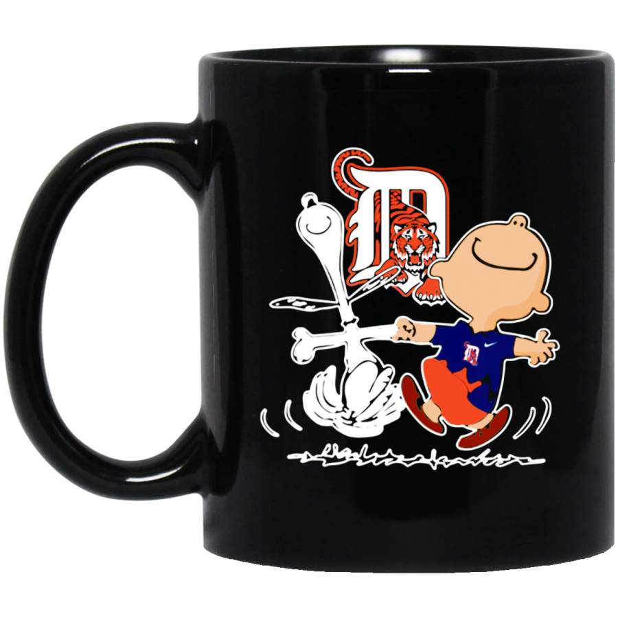 Charlie Brown & Snoopy Detroit Tigers Mug 11 oz 15 oz Black Mug