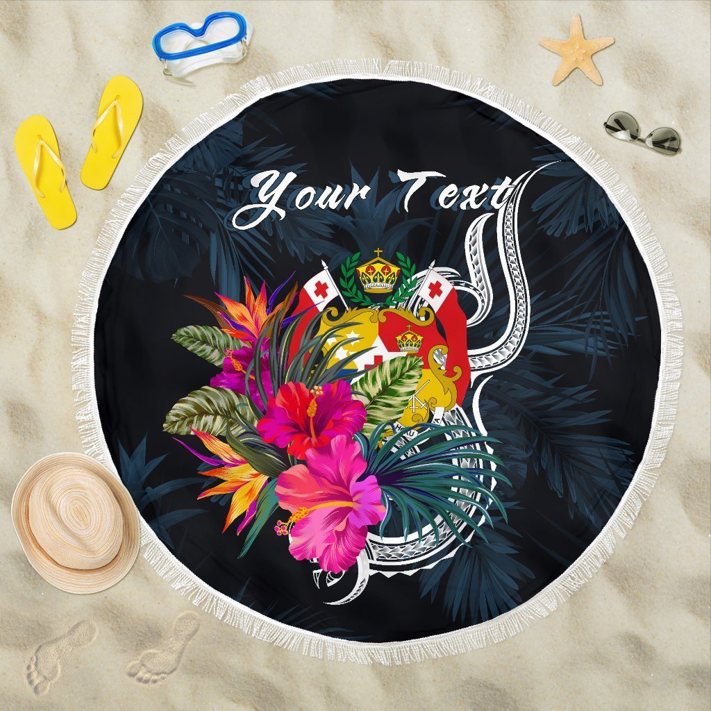 Tonga Polynesian Custom Personalised Beach Blanket – Tropical Flower – BN12