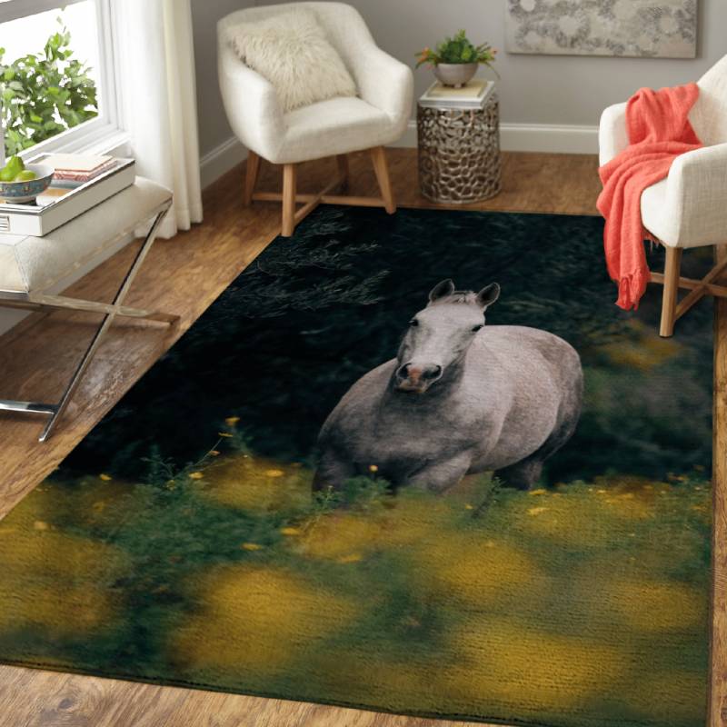 Wild White Horse – Animals Area Rug Carpet