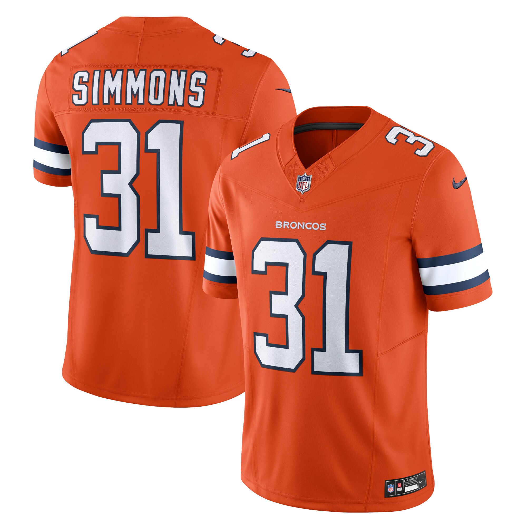 Men’s Denver Broncos Justin Simmons Orange Vapor F.U.S.E. Limited Jersey