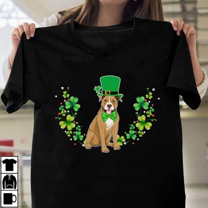 American Pit Bull Terrier Hat Clover Lucky Best Gifts For Animals Lovers Black Men And Women T Shirt S-5Xl