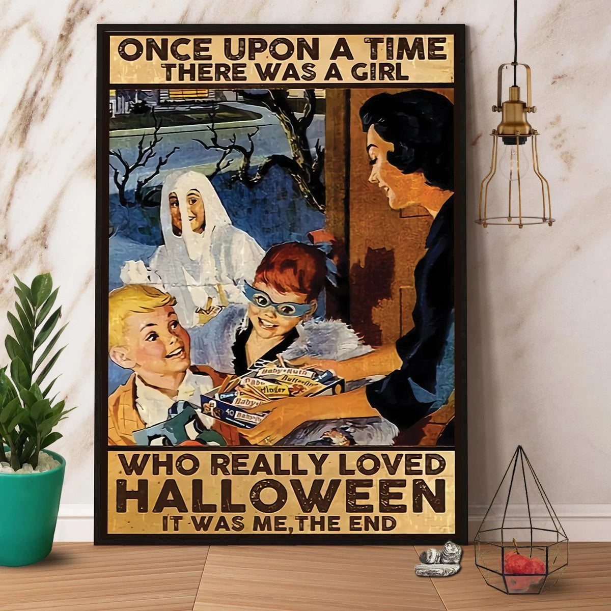 There Was A Girl Who Really Loved Halloween Candy Children Canvas Prints Poster Wall Art Decor